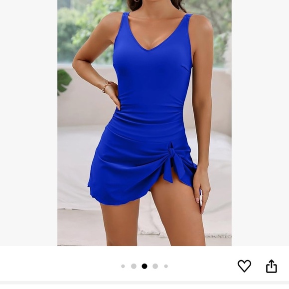 Aidonger‎ Blue Swim Dress Tummy Control Skirt Bathing Suit Size Small Modest NWT - Picture 1 of 9